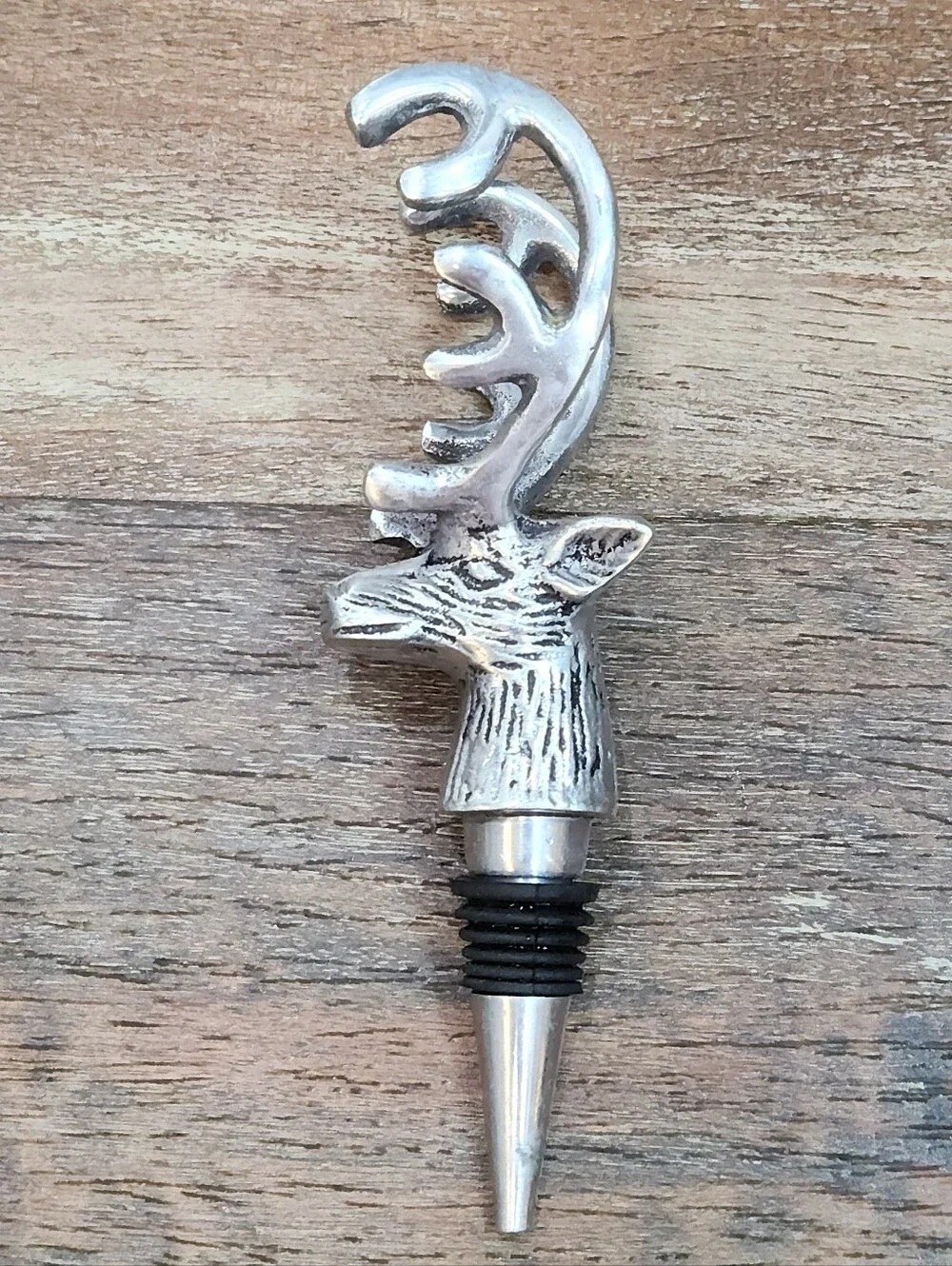 Silver Metal Stag Deer Head Wine Bottle Stopper